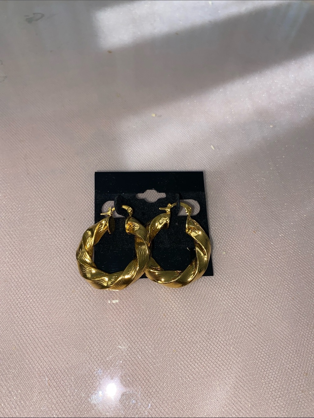 Gold Twisted Hoop Earrings - Women Jewelry